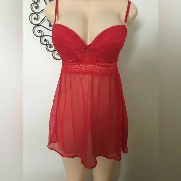 daisy fuentes red dress daisy fuentes babydoll slip, size large. very pretty